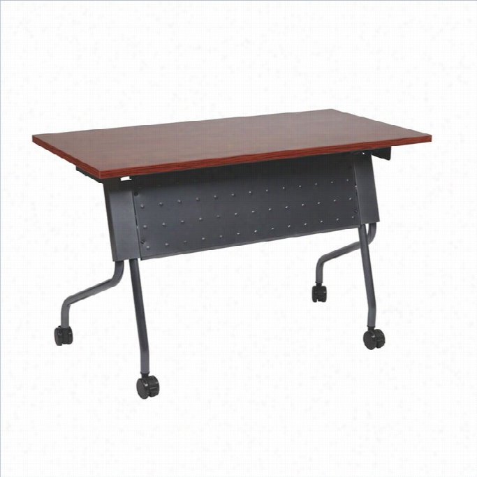 Office Star Training Table In Titanium Andd Cherry-29.5hx48wx24d