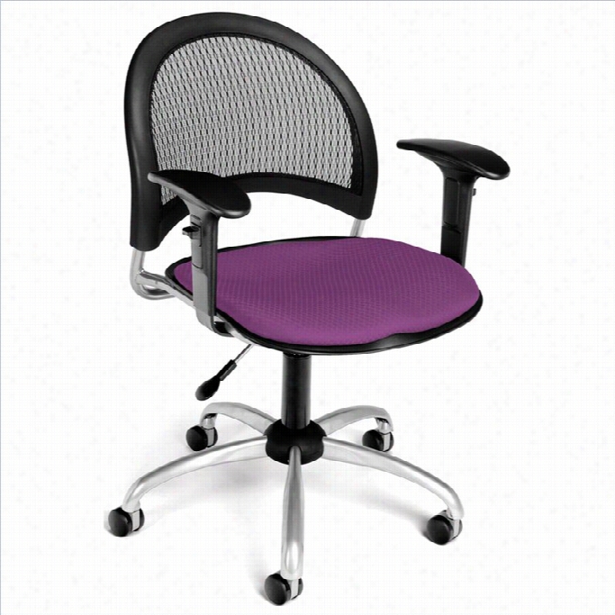 Ofm Moon Swivel Office Chair With Arms In Plum