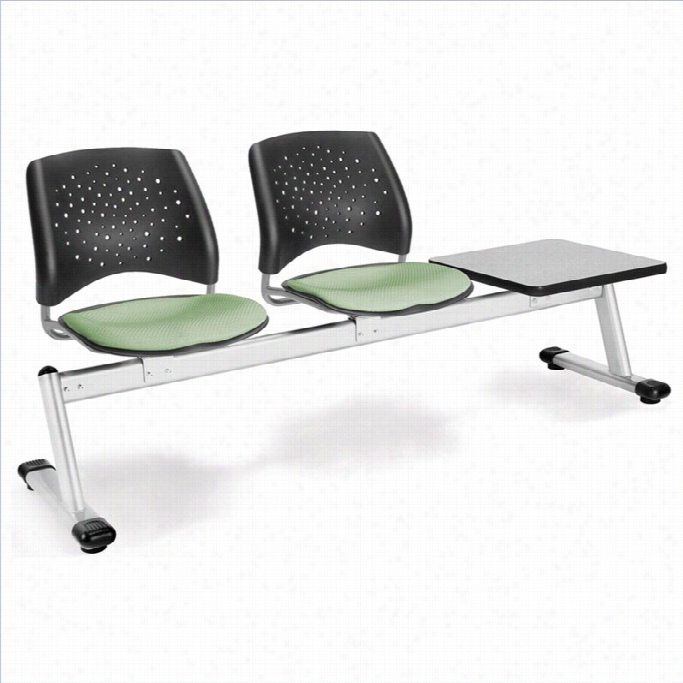 Ofm Star Beam Seating With 2 Seats And Table In Sage Gren  And Gray