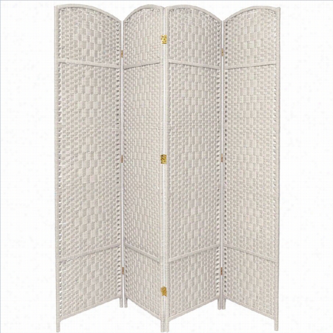 Oriental Diamond Weave Room Divider With 4 Panel In White