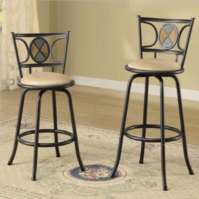 Poundex Rector 24-29 Adjustable Swivel Bar Stool (set Of 2)