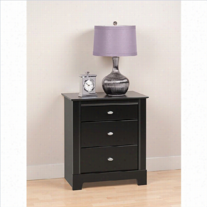 Pepac Kallisto 3 Drawer Nightstand In Black Finish