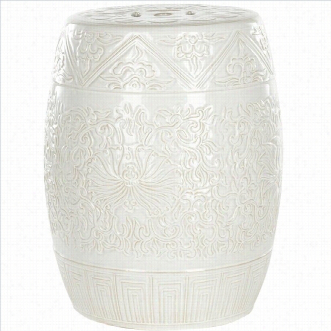 Safaveih Ceramic Garden Stool In White