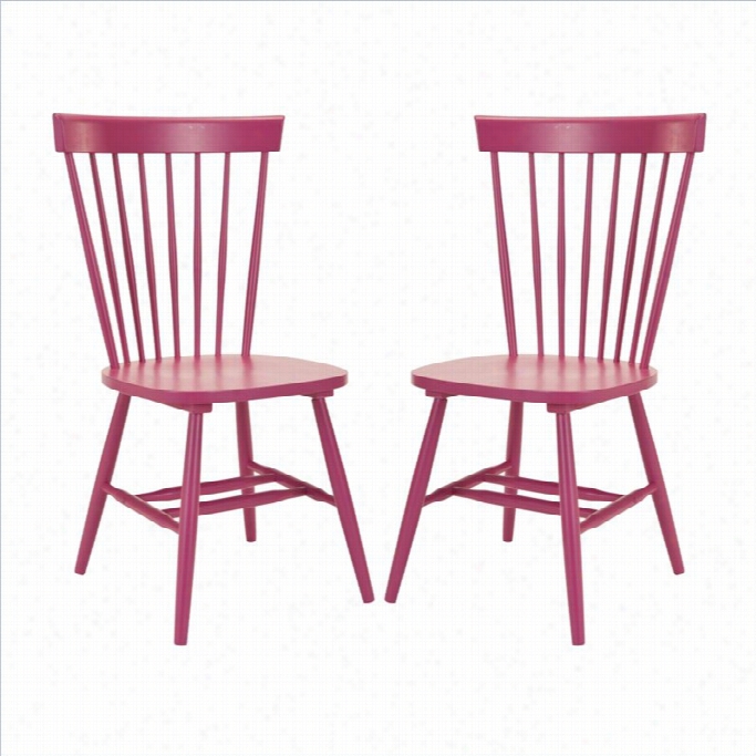 Safaviehh Joslyn Oak Dining Chair In Rasberr (set Of 2)