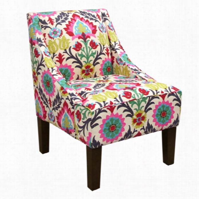 Skyline Upholstered Swoop Fabric Club Arm Chair I N Santa Maria Desert Flower