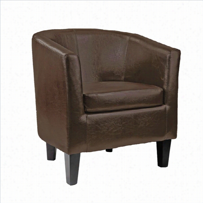 Sonax Corliving Antonio Leather Club Barrel Chair In Brown