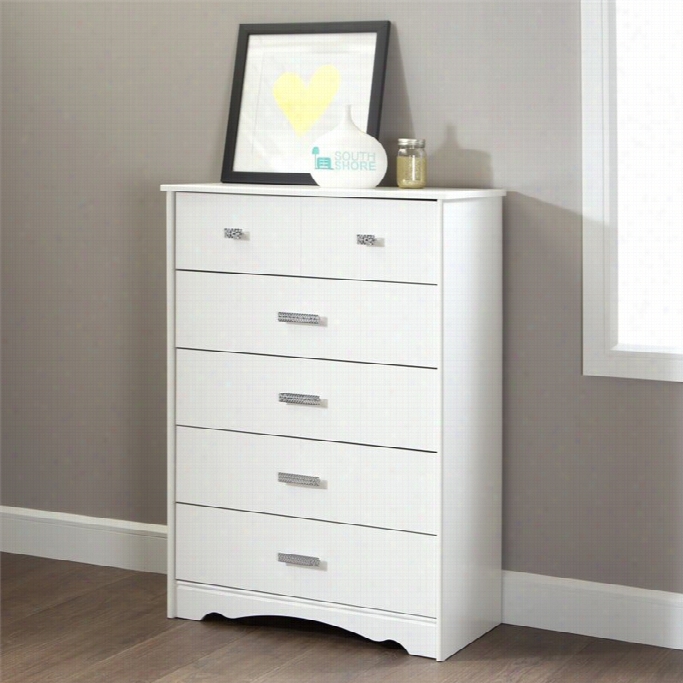 South Shore Tiara 5 Drawer Wood Chest In White