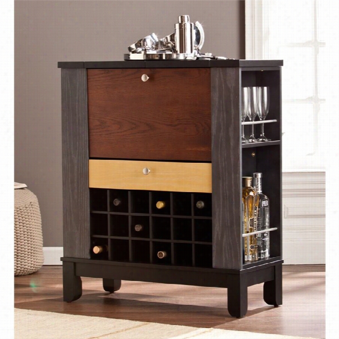 Southern Enterprises Waarren Home Wine And Bar Cabinet In Black