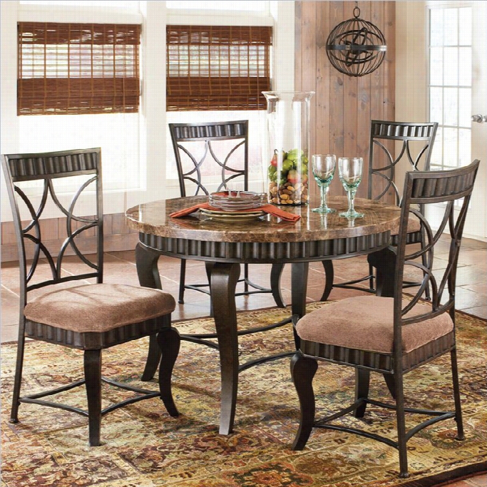 Steve Silver Companyhamllyn 5 Piece Marble Top Dining Table Set I Npewter