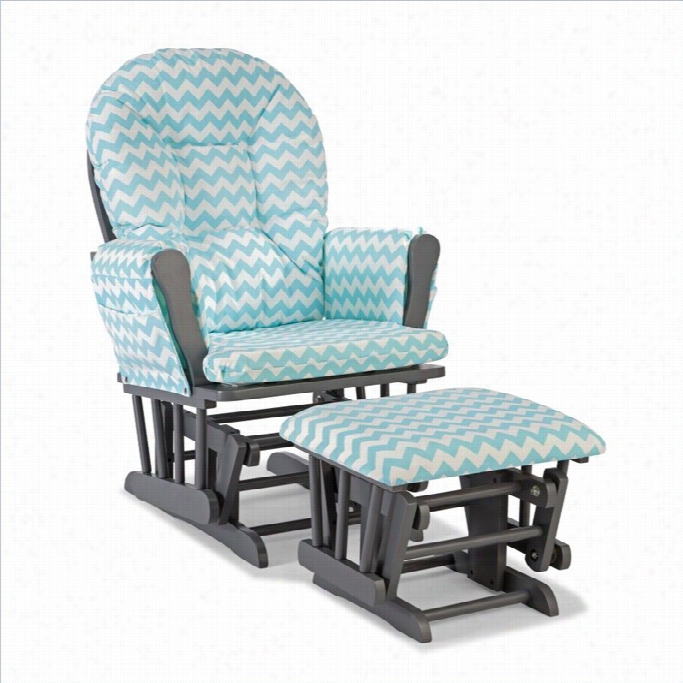 Stork Craft Ring Ustom Glicer And Ottoman In Gray And Turquoise