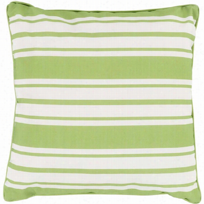 Surya Nautical Stripe Oply Fill 16 Square Pillow In Lime