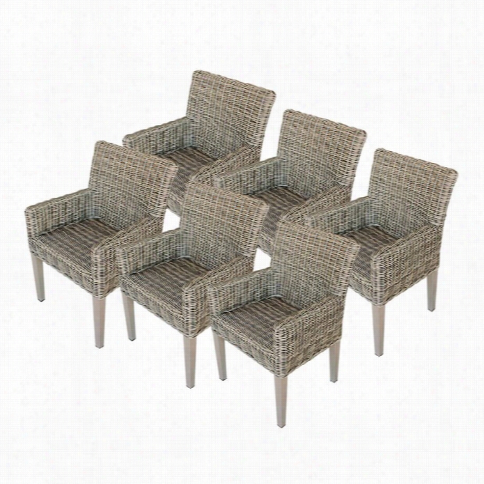 Tkc Cape Cod Wicker Patio Arm Dining Chairs In Espresso (set Of 6)