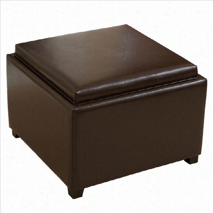 Trent Home Bowery Leather Tray Top Ottoman