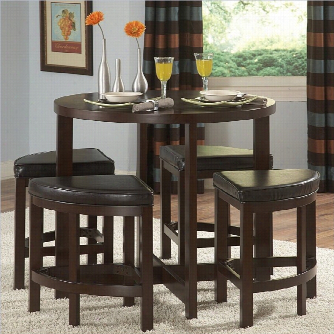 Trent Home Rbussel Li 5 Piece Counter Heighht Dinette Set In Cherry