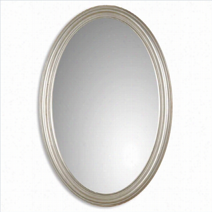 Uttermost Franklin Oval Di Stress Silver Leaf With Gray Glaze Mirror