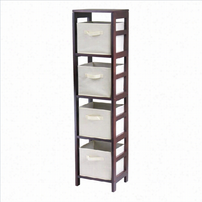 Winsome Leo 4-section Tall Storage Shelf With 4 Foldable Beige B Askets