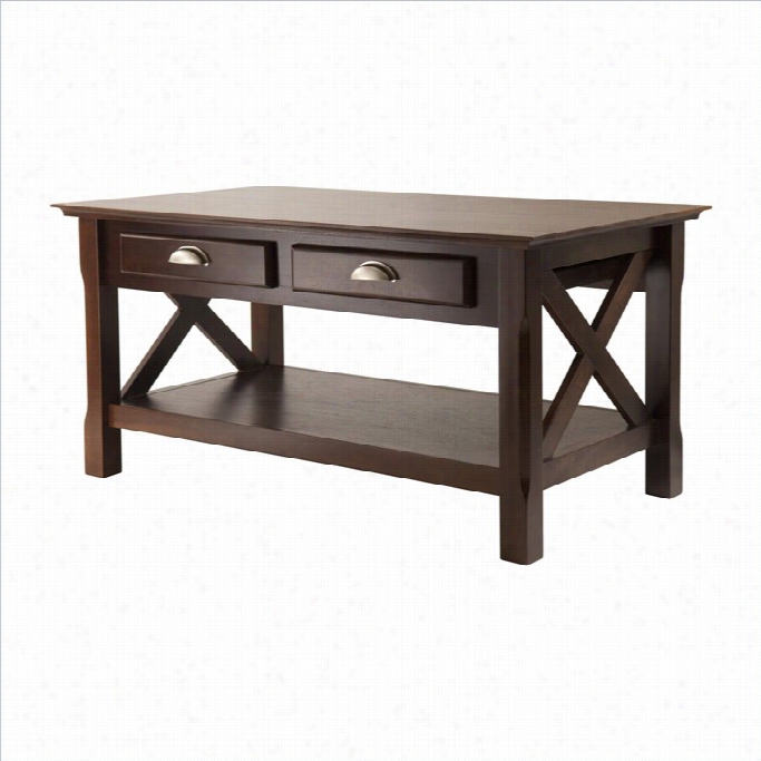 Winsome Xola Coffee Table With 2 Drawers In Cappuccino Finish