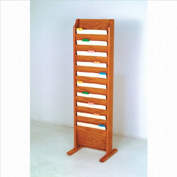 Wooden  Mallet Free Standing 10 Pockte Chart Holder In Medium Oak