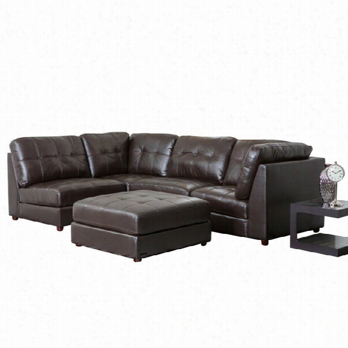 Abbyson Living Sonora Leather Modular Sectional In Brown