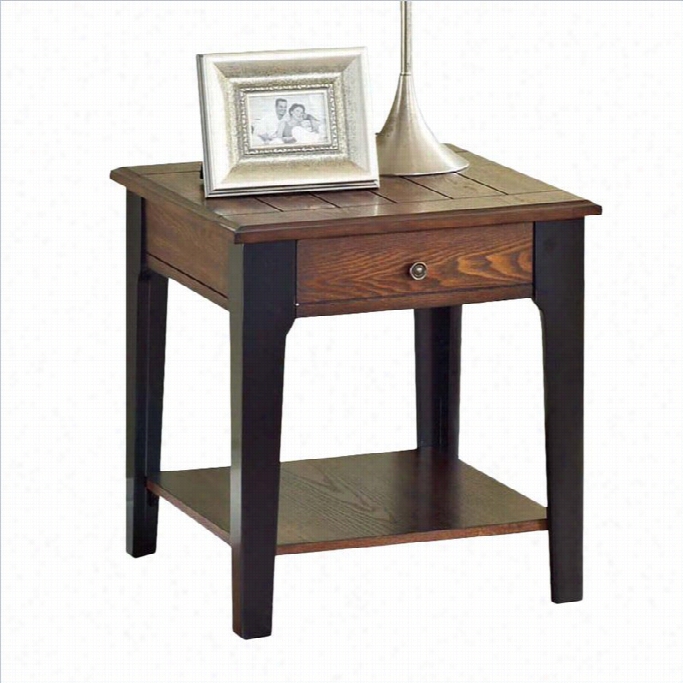 Acme Furniture Magus End Table In Bronw Oak And Black