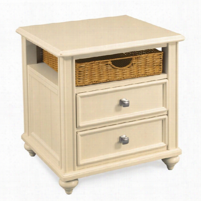 American Drew Camden Wood Storage End Table In Buttermilk