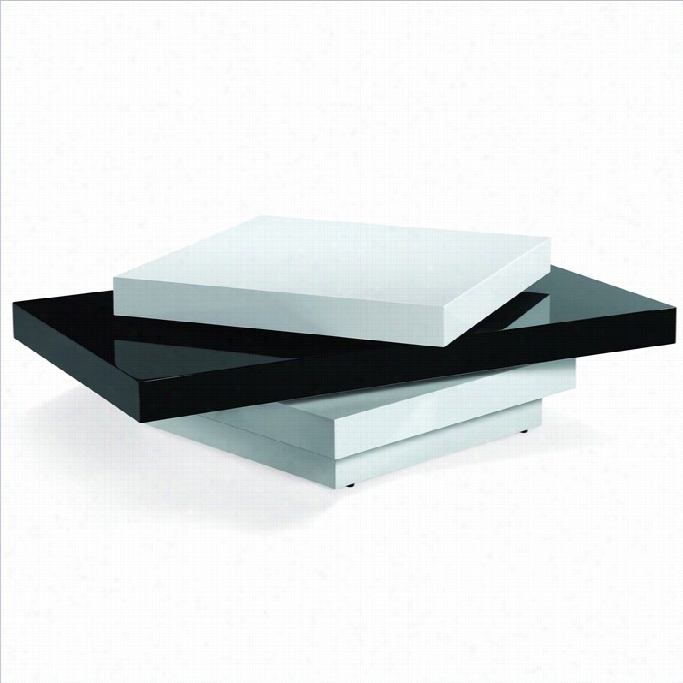 Armen Living Swivel Coffee Table In Blcak And White