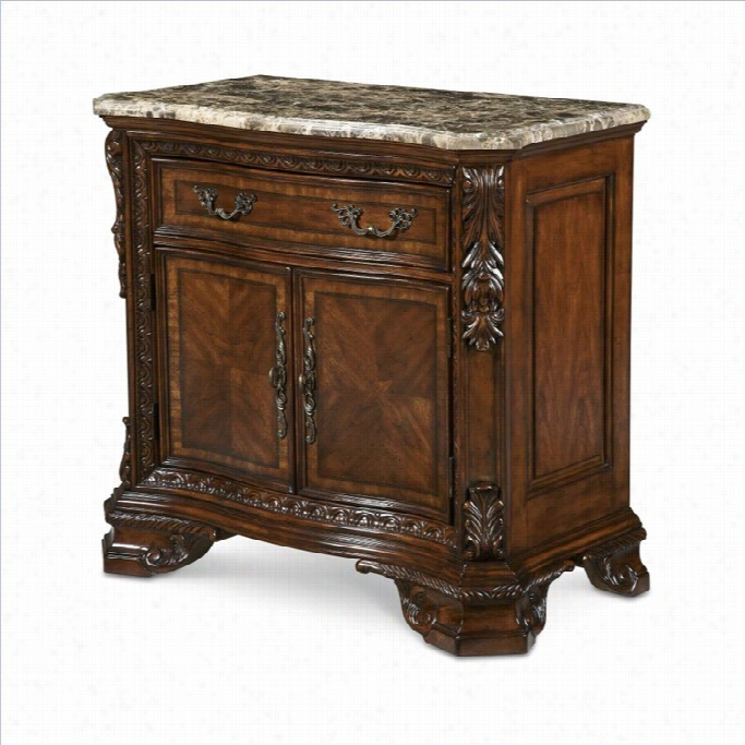 A.r.t. Furniture Old World Marble Top Nightstand N Rich Pomegranate