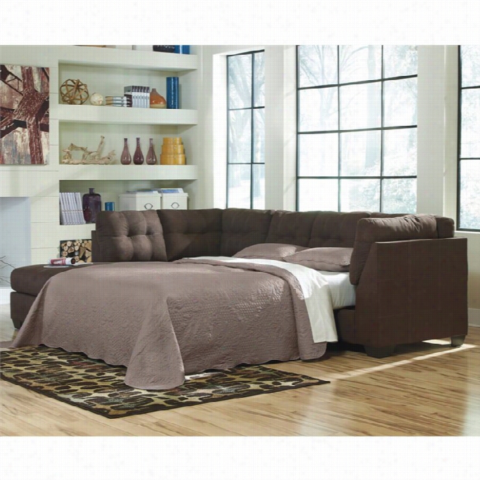 Ashley Maier 2 Piece Left Fabric Chai Se Sleeper Sectinoal In Walnut