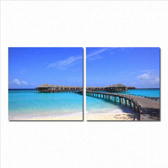 Baxton Studio Bridge To Paradise Mounted Print Diptych In Multicolor