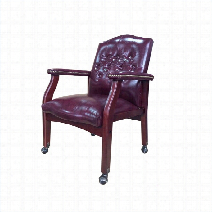 Boss Office Vinyl Guest Office Chair In Oxblood And Mahogany