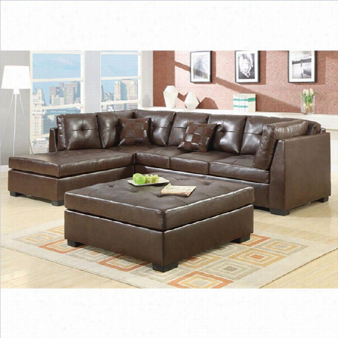 Coas Ter D Arie Leather Sectional Sofa With Ottoman In Brown