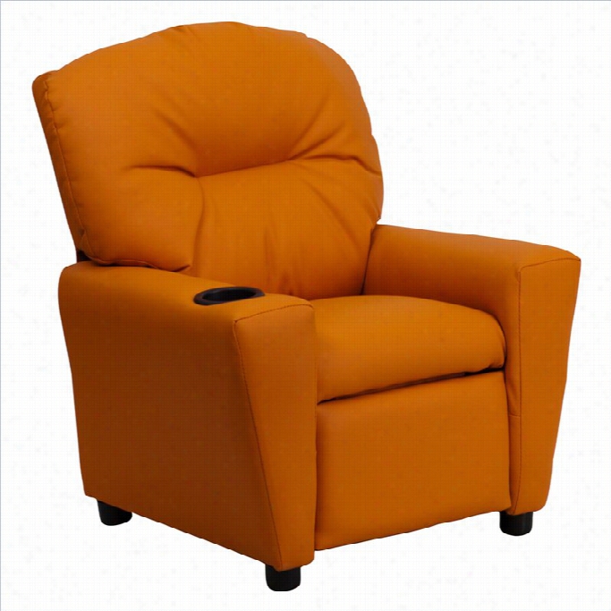 Flash Furniture Contemporary Ids Recliner In Orange With Cup  Holder