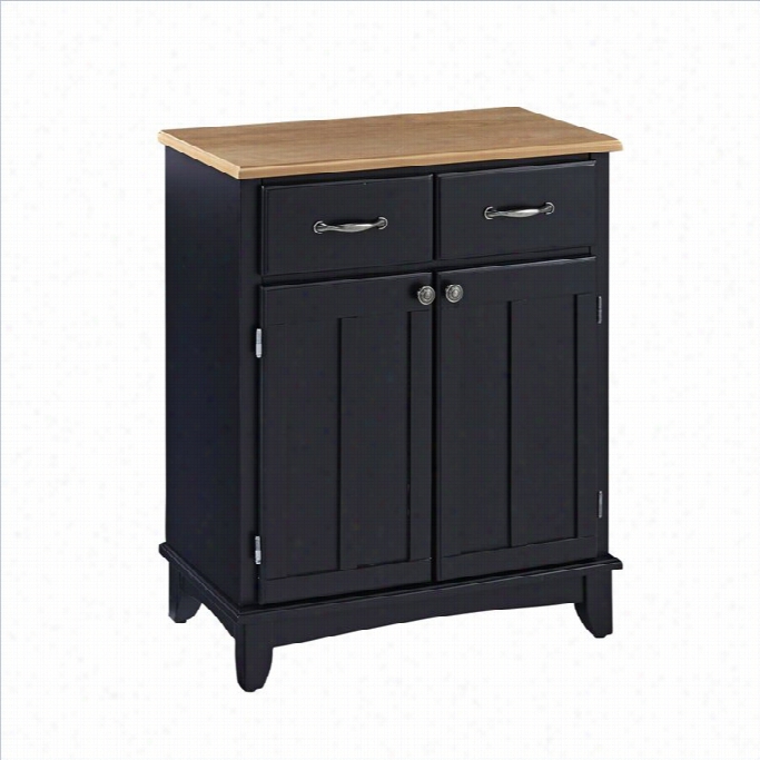 Home Styles Furniture Black Ubffet Kitchen Island With Natural Wood Toop