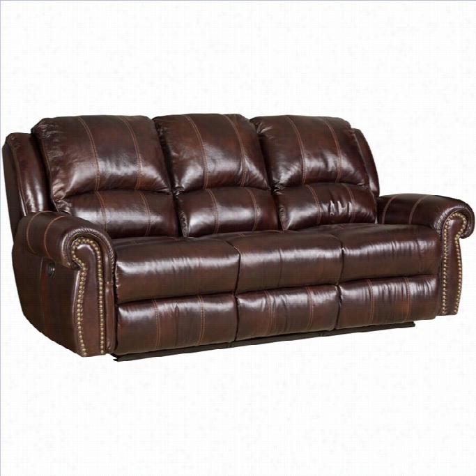 Hooker Furniture Seven Seas Leather Power Sofa In Saddle Brown