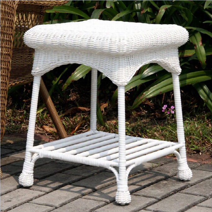 Jeco Wicker Pati Oend Table In White