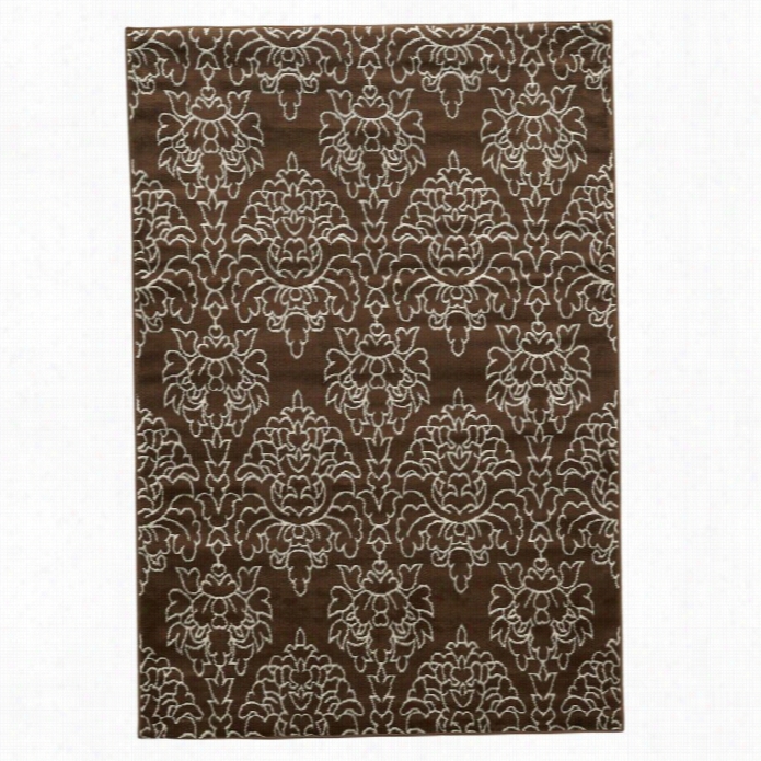 Linon Elegance Damask 8' X 10' Rug Iin Brown