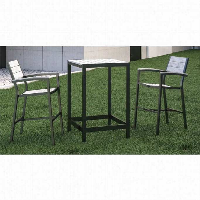 Modway Mine 3 Piece Outdoor Dining Set In Brown And  Gay