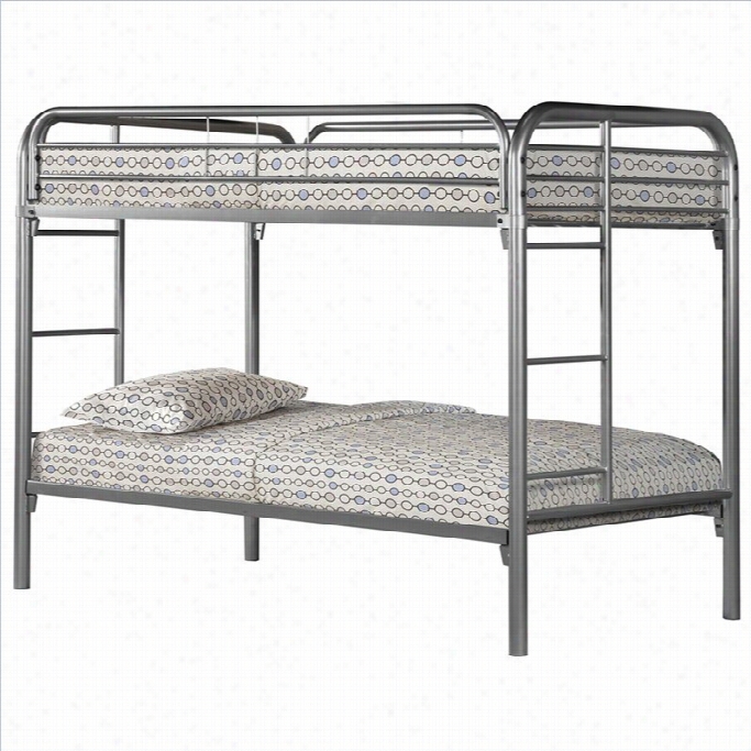 Monrch Twin Over Twin Bunk Bed In Silver