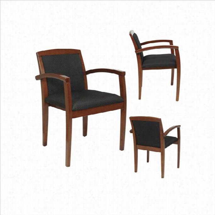 Office Star Wood Guest  Chair In Mahogany/black (set Of 2)
