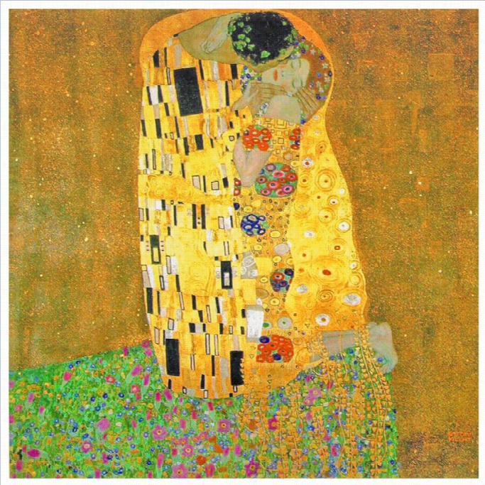 Oriental Furniture Works Of Klimt The Kiss Canvas Wall Art In Multicolor