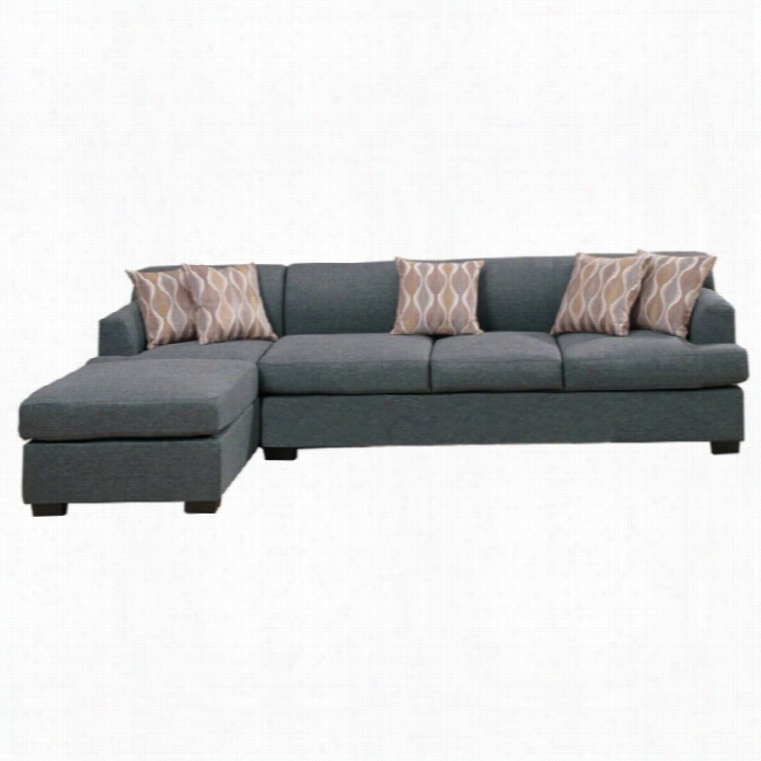 Poundex Bobkona Hudson 2 Drama Sectional Couch In Blue Gray