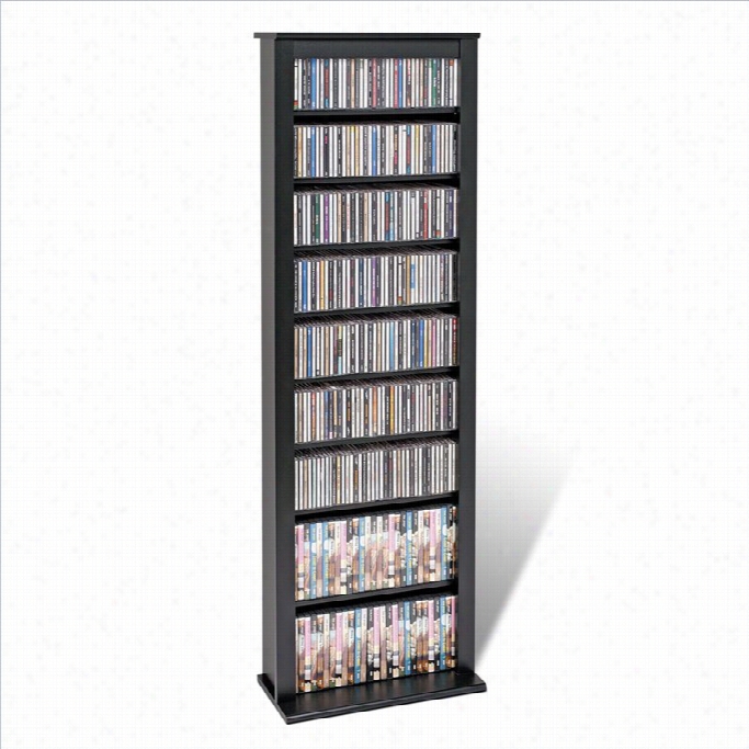 Prepac 64 Slim Barrister Cd Dvd Media Storage Tower In Black