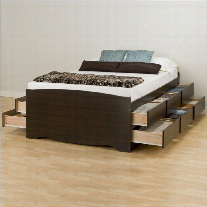 Prepac Manhattan Tall Queen Platform Storage Bed In Espresso