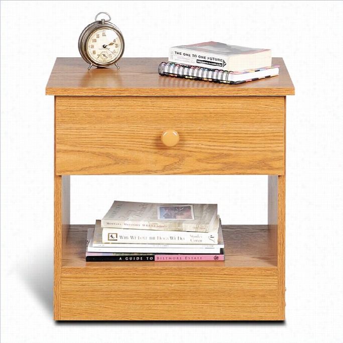 Prepac One Drawer Night Stand In Oak Finish