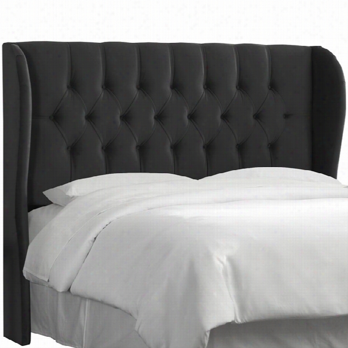 Skyline Tfted Wingback Tufted Paanl Hezdboard In Black-full