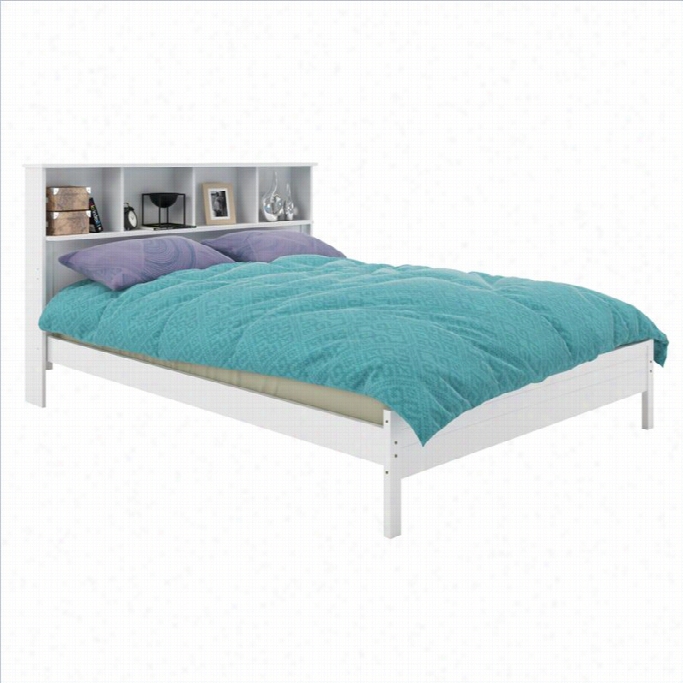 Sonax Corliving Ashland Full Double Bed With Bookcase Headborad In White