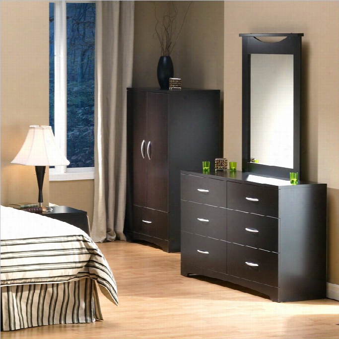 South Shore Back Bay  Double Dreder An Mirror Set In Dark Chocolate