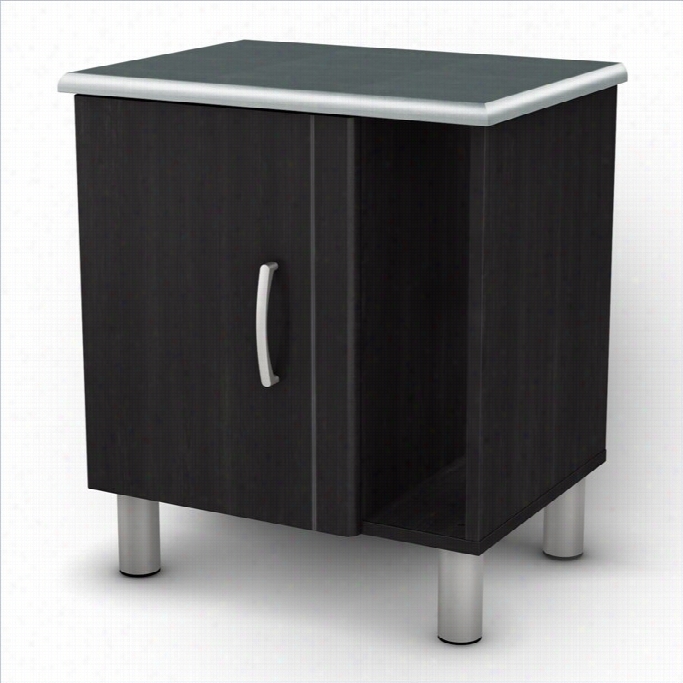 South Shore Cosmos Nightstand In Black Onyx/charcoal