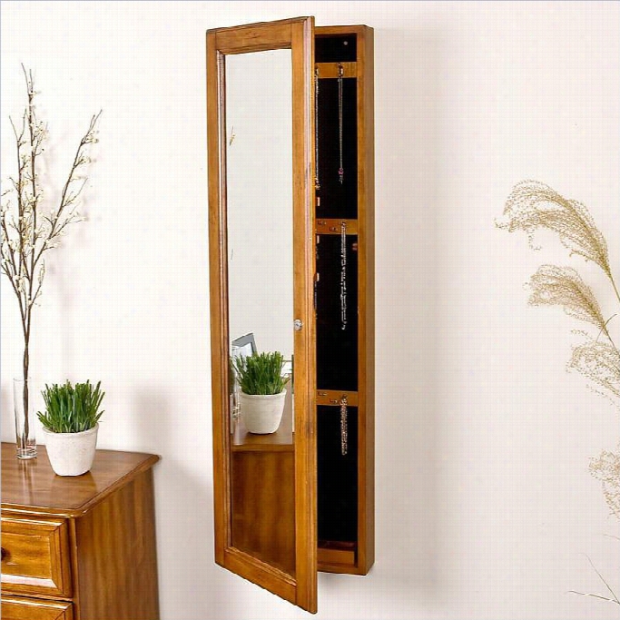 Southern Enterprises Sophia Wall-mount Jewelry Mirror In Plantation Oak