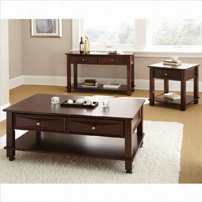 Steve Silver Company Mason 3 Part Coffee Table Set In Cherry